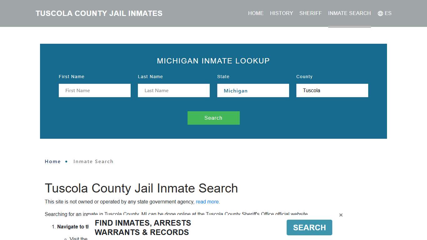Tuscola County, MI Detainee Lookup