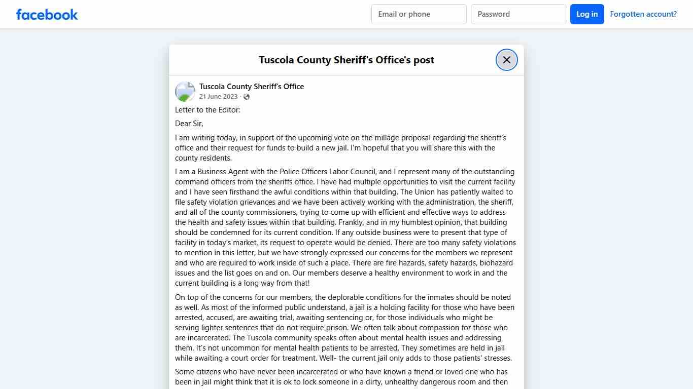 Letter to the Editor:... - Tuscola County Sheriff's Office Facebook